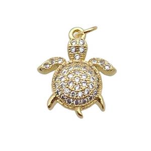 Copper Tortoise Pendant Pave Zircon Gold Plated, approx 14.5-15mm [FN32983]
