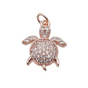 Copper Tortoise Pendant Pave Zircon Rose Gold, approx 14.5-15mm [FN32984]