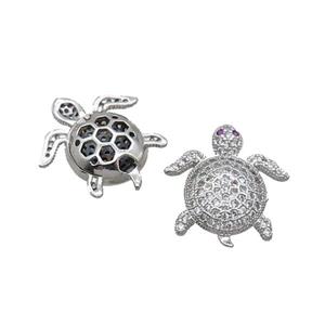 Copper Tortoise Beads Pave Zircon Platinum Plated, approx 20mm [FN32986]