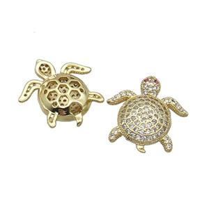 Copper Tortoise Beads Pave Zircon Gold Plated, approx 20mm [FN32987]