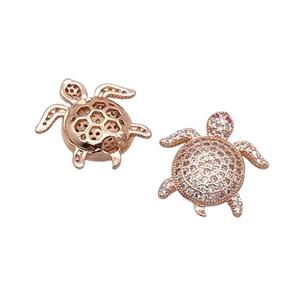 Copper Tortoise Beads Pave Zircon Rose Gold, approx 20mm [FN32988]