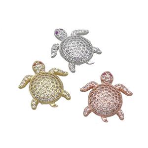 Copper Tortoise Beads Pave Zircon Mixed, approx 20mm [FN32989]