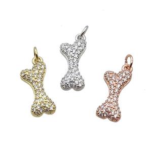 Copper DogBone Pendant Pave Zircon Mixed, approx 8-17mm [FN32996]