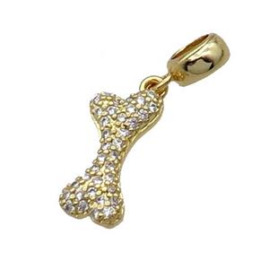 Copper DogBone Pendant Pave Zircon Gold Plated, approx 8-17mm, 7.5mm, 5mm hole [FN32998]