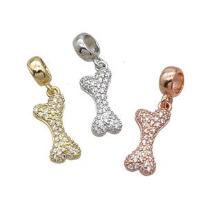 Copper DogBone Pendant Pave Zircon Mixed, approx 8-17mm, 7.5mm, 5mm hole [FN33000]