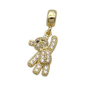 Copper Panda Pendant Pave Zircon Gold Plated, approx 11.5-18mm, 7.5mm, 5mm hole [FN33002]