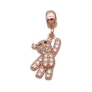 Copper Panda Pendant Pave Zircon Rose Gold, approx 11.5-18mm, 7.5mm, 5mm hole [FN33003]