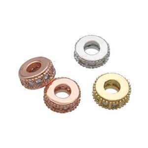 Copper Heishi Spacer Beads Pave Zircon Mixed, approx 6mm [FN33008]