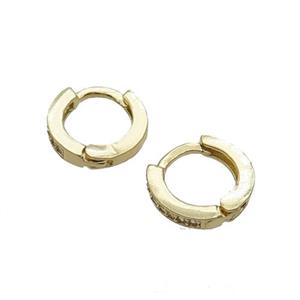 Copper Hoop Earring Pave Zircon Gold Plated, approx 11mm dia [FN33009]