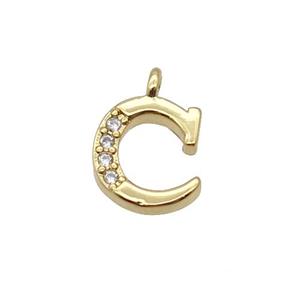 Copper Letter-C Pendant Pave Zircon Gold Plated, approx 8mm [FN33025]