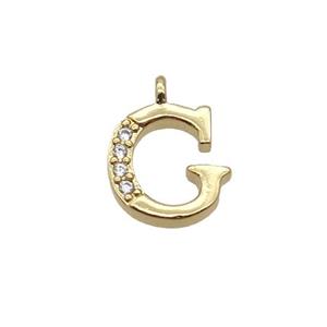 Copper Letter-G Pendant Pave Zircon Gold Plated, approx 8mm [FN33029]