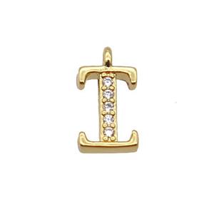Copper Letter-I Pendant Pave Zircon Gold Plated, approx 8mm [FN33031]
