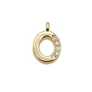 Copper Letter-O Pendant Pave Zircon Gold Plated, approx 8mm [FN33037]