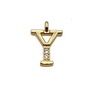 Copper Letter-Y Pendant Pave Zircon Gold Plated, approx 8mm [FN33046]