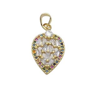 Copper Leaf Pendant Pave Zircon Gold Plated, approx 13-18.5mm [FN33070]