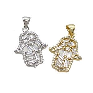 Copper Hamsahand Pendant Pave Zircon Mixed, approx 16.5-20mm [FN33076]