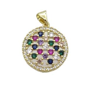 Copper Circle Pendant Pave Zircon Gold Plated, approx 17mm dia [FN33084]