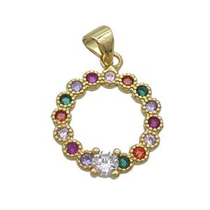 Copper Circle Pendant Pave Zircon Gold Plated, approx 17mm dia [FN33085]