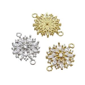 Copper Flower Connector Pave Zircon Mixed, approx 16.5mm dia [FN33089]