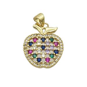 Copper Apple Pendant Pave Zircon Multicolor Gold Plated, approx 18-21mm [FN33105]