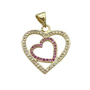 Copper Heart Pendant Pave Zircon Gold Plated, approx 19mm [FN33117]