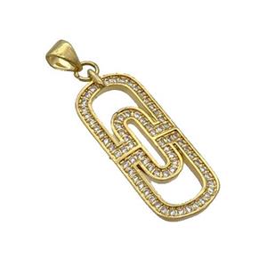 Copper Rectangle Pendant Pave Zircon Gold Plated, approx 12-28mm [FN33158]