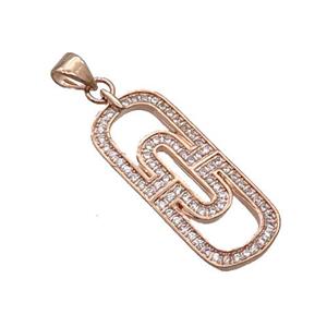 Copper Rectangle Pendant Pave Zircon Rose Gold, approx 12-28mm [FN33159]
