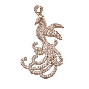 Copper Phoenix Pendant Pave Zircon Rose Gold, approx 23-37mm [FN33162]