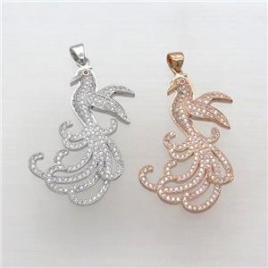 Copper Phoenix Pendant Pave Zircon Mixed, approx 23-37mm [FN33163]