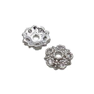 Copper Beadscap Pave Zircon Platinum Plated, approx 6mm dia [FN33170]