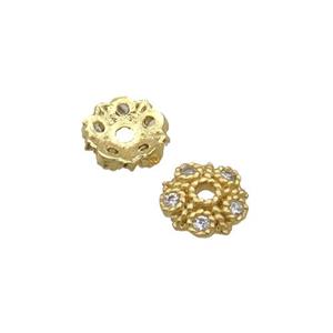 Copper Beadscap Pave Zircon Gold Plated, approx 6mm dia [FN33171]