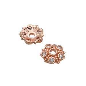 Copper Beadscap Pave Zircon Rose Gold, approx 6mm dia [FN33172]