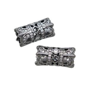 Copper Tube Beads Pave Zircon Black Plated, approx 8-16mm, 5mm hole [FN33174]