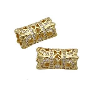 Copper Tube Beads Pave Zircon Gold Plated, approx 8-16mm, 5mm hole [FN33175]