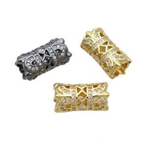 Copper Tube Beads Pave Zircon Mixed, approx 8-16mm, 5mm hole [FN33176]