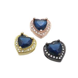 Copper Heart Beads Pave Zircon Mixed, approx 12.5mm [FN33181]