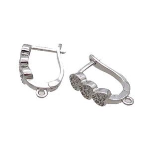 Copper Latchback Earring Pave Zircon With Loop Platinum Plated, approx 12-15mm [FN33182]