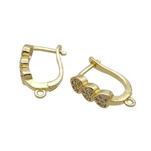 Copper Latchback Earring Pave Zircon With Loop Gold Plated, approx 12-15mm [FN33183]