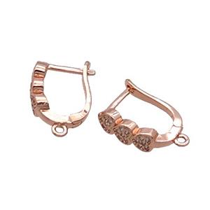Copper Latchback Earring Pave Zircon With Loop Gold Plated, approx 12-15mm [FN33184]