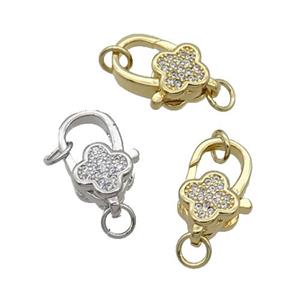 Copper Lobster Clasp Pave Zircon Mixed, approx 10-17mm [FN33193]