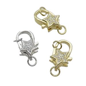 Copper Lobster Clasp Pave Zircon Mixed, approx 10-17mm [FN33196]