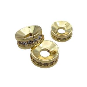 Copper Rondelle Beads Pave Zircon Gold Plated, approx 8mm [FN33204-8MM]