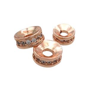 Copper Rondelle Beads Pave Zircon Rose Gold, approx 6mm [FN33205-6MM]