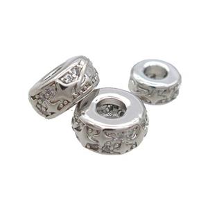 Copper Rondelle Beads Pave Zircon Platinum Plated, approx 6mm [FN33207-6MM]