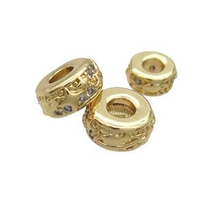 Copper Rondelle Beads Pave Zircon Gold Plated, approx 8mm [FN33208-8MM]