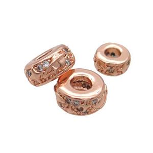 Copper Rondelle Beads Pave Zircon Rose Gold, approx 6mm [FN33209-6MM]