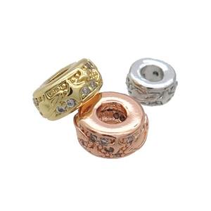 Copper Rondelle Spacer Beads Pave Zircon Mixed, approx 6mm [FN33210-6MM]