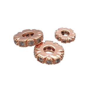 Copper Heishi Spacer Beads Pave Zircon Rose Gold, approx 6mm [FN33213-6MM]