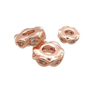 Copper Heishi Spacer Beads Pave Zircon Rose Gold, approx 6mm [FN33217-6MM]