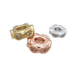 Copper Heishi Spacer Beads Pave Zircon Mixed, approx 6mm [FN33218-6MM]